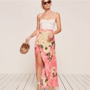 Reformation Pink Floral Maxi Skirt